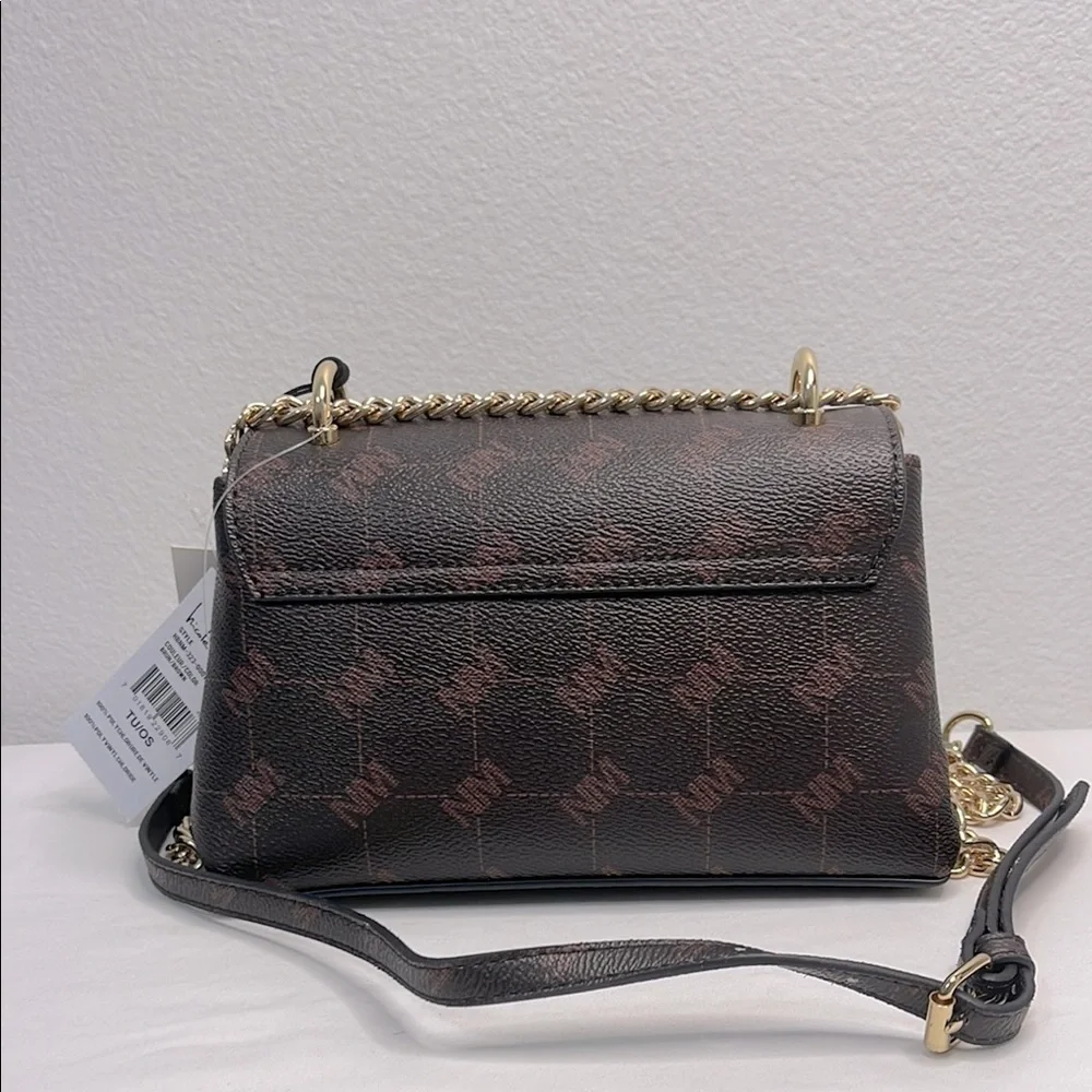 Nicole Miller Brown and Gold Crossbody Bag with Elegant Chain Strap NWT